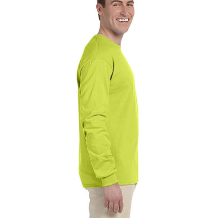 Fruit Of The Loom Adult HD Cotton Long Sleeve Crew T-Shirt, XL, Saftey Green