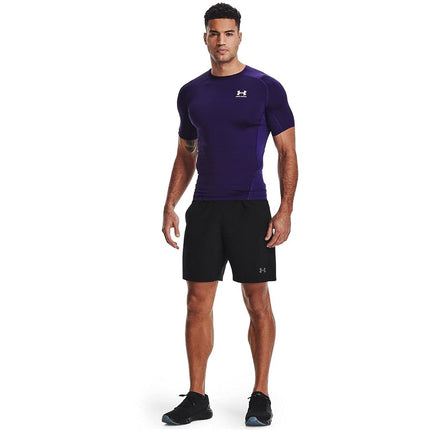 Camiseta de compresión de manga corta HeatGear para hombre de Under Armour, morado (500)/blanco, XL