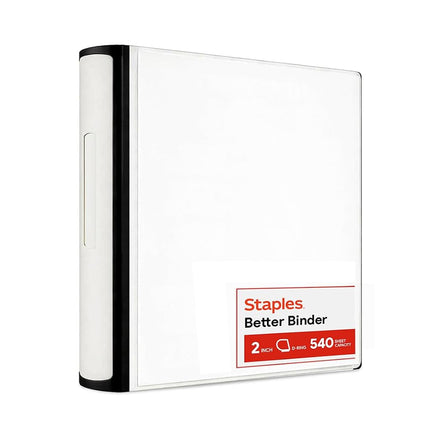 2 Inch Staples Better View Binder with D-Rings, Wh