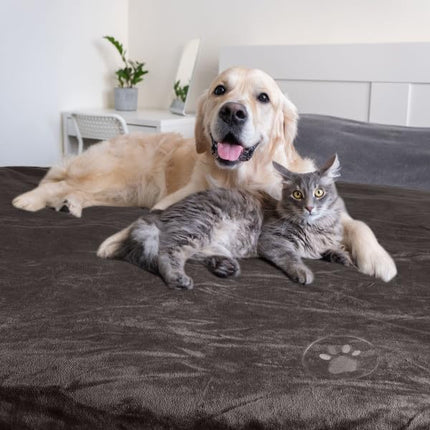 Petmaker Waterproof Pet Blanket Collection– Reversible Throw Protects Couch, Car, Bed from Spills, Stains, or Fur – Dog and Cat Blankets Dark Gray Large