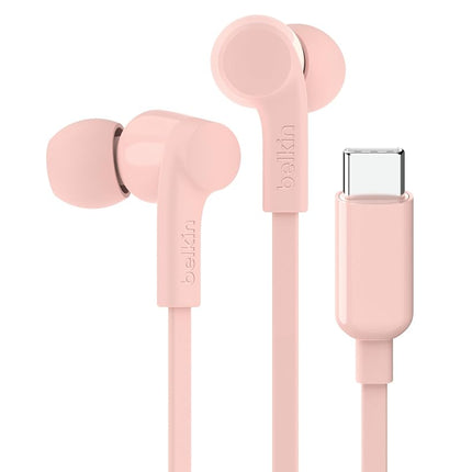 Belkin SoundForm Wired Earbuds with USB-C Connector, Pink - In-Ear Earphones w/Microphone - Headphones for iPhone 16, iPad Mini, Galaxy S24, Android, and More with USB-C Connector