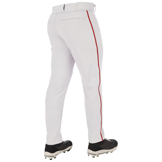 CHAMPRO Boys' Triple Crown 2.0 Tapered Bottom Baseball Pants with Braid White, Scarlet