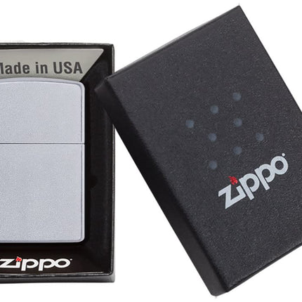 Zippo 96792 Adult-Unisex 205 Classic Satin Chrome Lighter, Silver, 5 1/2 x 3 1/2 cm