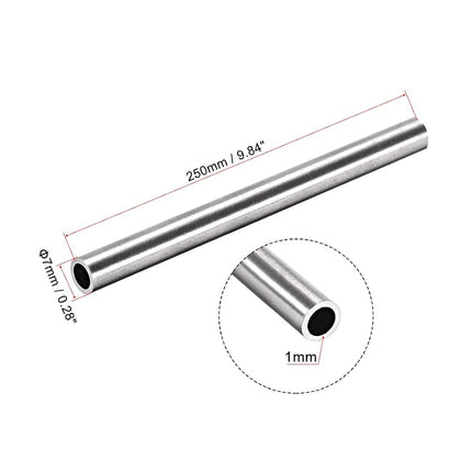 uxcell 304 Stainless Steel Round Tubing 7mm OD 1mm Wall Thickness 250mm Length Seamless Straight Pipe Tube 4 Pcs