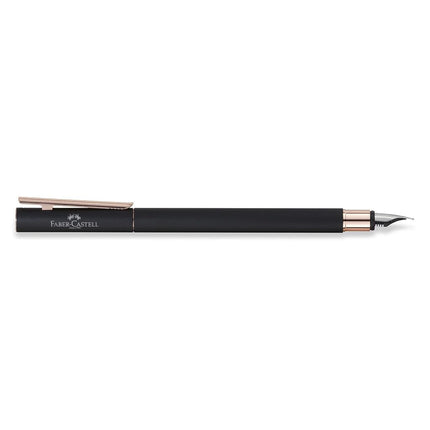 Faber-Castell Neo Slim 343101 Fountain Pen Metal Nib Width F Black with Rose Gold