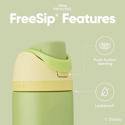 Owala Disney Princess FreeSip Insulated Stainless Steel Water Bottle with Straw for Sports and Travel, BPA-Free Sports Water Bottle, 24 oz, Tiana