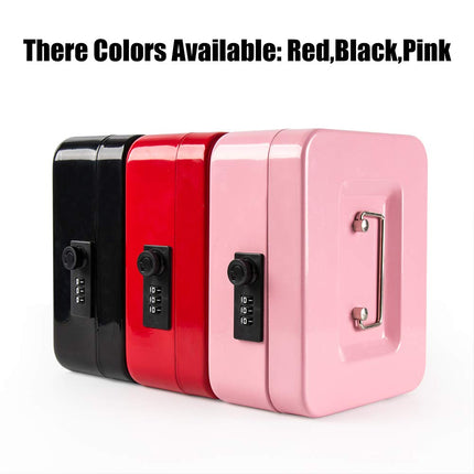 Kyodoled Medium Cash Box with Combination Lock Safe Metal Money Box with Money Tray for Security Lock Box 7.87x 6.30x 3.54Inch Pink Medium