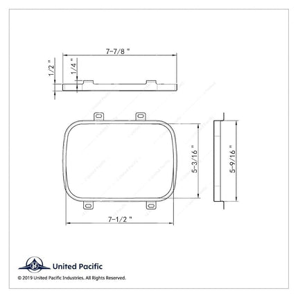 United Pacific 30610B Anneau de retenue de phare en acier inoxydable 5" X 7"
