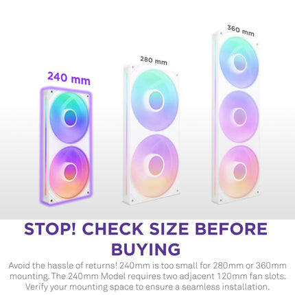 NZXT F240 RGB Core - 240mm Single-Frame RGB Fan Unit - White