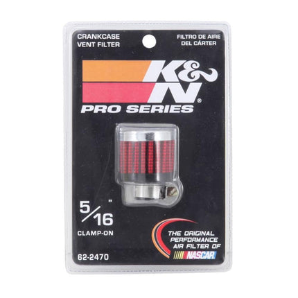 K&N Vent Air Filter/ Breather: High Performance, Premium, Washable, Engine Filter: Flange Diameter: 0.3125 In, Filter Height: 1.125 In, Flange Length: 0.4375 In, Shape: Breather, 62-2470