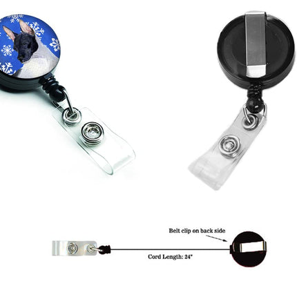 Caroline's Treasures Rat Terrier Winter Snowflakes Holiday Retractable Badge Reel, Multicolor (SS4618BR)