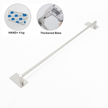 NearMoon Self Adhesive Bathroom Towel Bar- Stainless Steel Bath Wall Shelf Rack Hanging Towel Stick On Sticky Hanger Contemporary Style, NO Drilling (1 Pack, Brushed Nickel, 27-Inch Towel Rack)