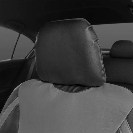 Motor Trend Gray Faux Leather Car Seat Covers for Front Seats – Automotive Bucket PU Leather Seat Covers for SUV Made for Vehicles with Removable Headrests, Interior Covers for Car Truck Van SUV