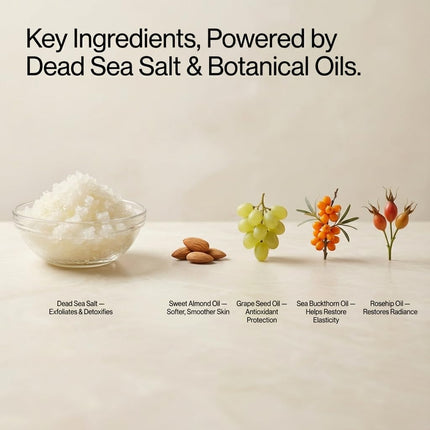 SEACRET Salt & Oil Exfoliant Body Scrub for Women, Vegan & Clean Formula, Dead Sea Salt Scrub Body Exfoliator with Plant Oils for Smooth, Silky Skin, Gently Removes Dry Patches, 14.1 oz, Ocean Mist