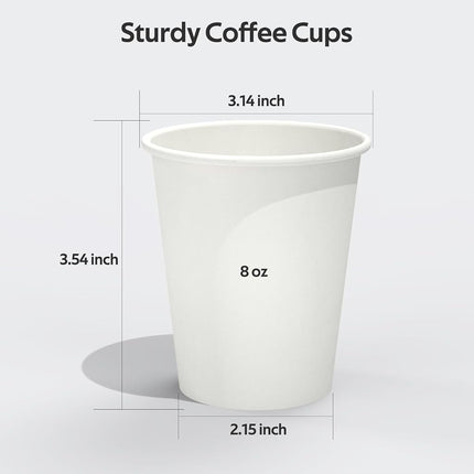 Dealusy 100 Count Coffee Cups 8 oz, Leak-Free Food Safe Paper Cups 8 oz, Hot Cups, Disposable Hot Coffee Cups 8oz