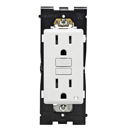 Tomacorriente GFCI Leviton Renu a prueba de manipulaciones con autocomprobación, 15 A, RGF15-WW, blanco sobre blanco