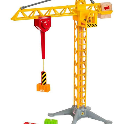 BRIO World Light Up Construction Crane for Kids Age 3 Years Up - Wooden Railway Train Accessories and Add Ons