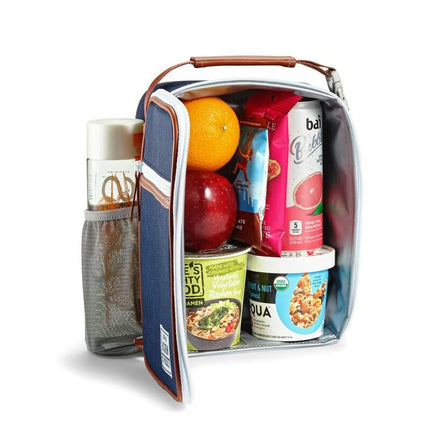 Fit & Fresh Foundry Insulated Lunch Bag for Men/Women/Kids with Bottle and Containers Included, Reusable Lunch Box for School, Work, Blue