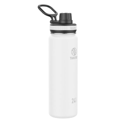 Botella de agua Takeya Originals de acero inoxidable con aislamiento al vacío, 0.7 litros / 24 onzas, blanca