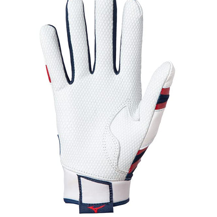 Mizuno B-303 Adult Baseball Batting Glove, Navy-Red, Medium