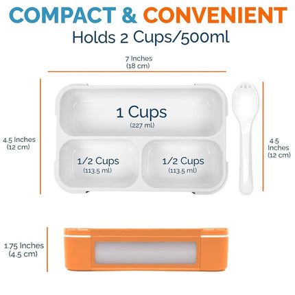 MINI Lunch-Box Snack Containers for Kids | Small Bento-Box Portion Container | Toddler Pre-School | Leak-Proof Boxes for Work, Travel | Best for Adults Boys or Girls | Blue + Orange Set of 2…