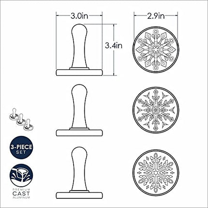 Nordic Ware Snowflake Cookie Stamps, 3-inch Rounds, Silver