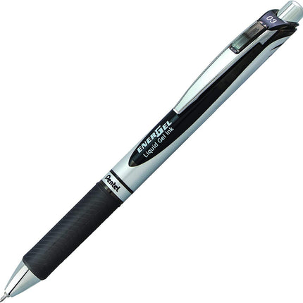 Pentel Energel 0.3mm Punta Extra Fina RTX Bolígrafo Retráctil con Punta de Aguja - 6 Negros y 6 Azules - paquete de 12