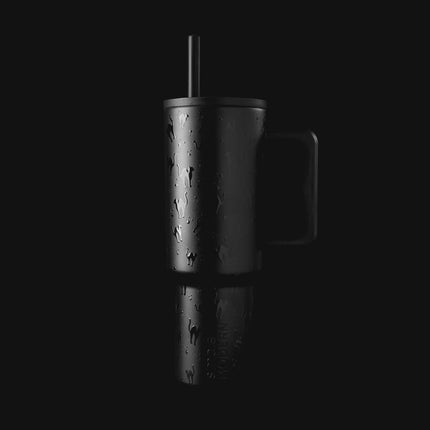 Vaso de 40 oz Simple Modern Halloween con asa y tapa de pajita | Botella de agua de acero inoxidable con aislamiento a prueba de fugas | Regalos para mujeres, hombres, él y ella | Trek Signature | Gatos Negros