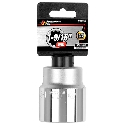 PERFORMANCE TOOL W34550 3/4" Drive 12-Point SAE Standard Socket, 1-9/16"