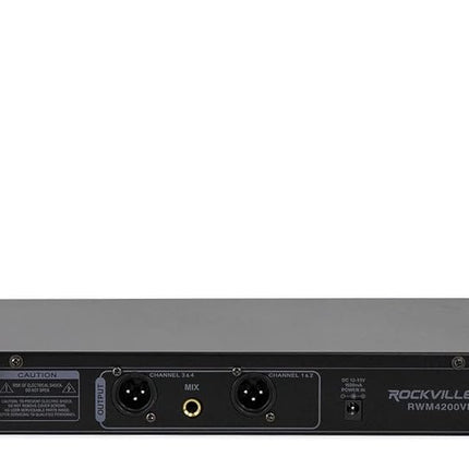 Rockville RWM4200VH VHF Wireless Quad HandHeld Microphone System with LCD Display