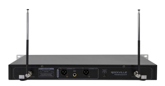 Sistema de Micrófono Inalámbrico VHF Cuádruple de Mano Rockville RWM4200VH con Pantalla LCD