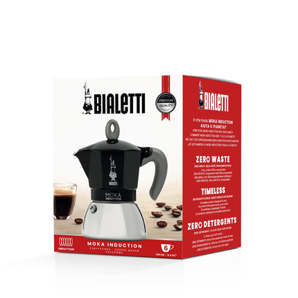 Bialetti New Moka Induction Induction Coffee Pot, 6 Cups, 280 ml, Aluminium, Black