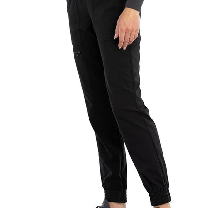 CHEROKEE Women's Mid Rise Tapered Leg Jogger Scrubs Pant, Black, XXL Plus Tall