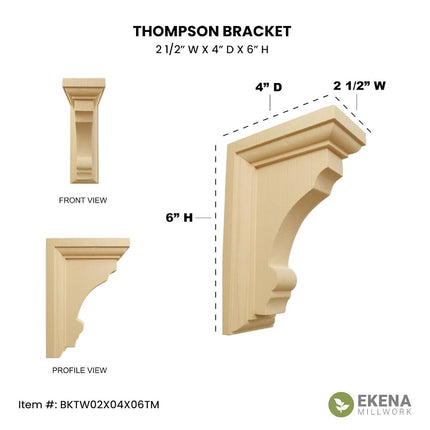 Ekena BKTW02X04X06TMRO 2 1/2-Inch Width x 4-Inch Depth x 6-Inch Height Small Thompson Wood Bracket - Red Oak