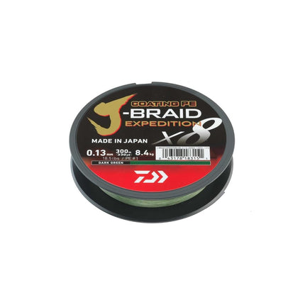 DAIWA J-Braid Expedition X8E 0.20mm, 16.0kg/35.3lbs, 150m, Dark Green/Dark Green, Braided Line, 12551-020