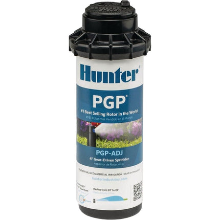 Hunter PGP-ADJ Rotor Sprinkler Head ¾ Connection, 4" Pop-Up, Adjustable 40°–360° Arc, Gear Drive, Lawn Irrigation Sprinkler Head Replacement, 22–52 ft Spray Distance, Single Unit