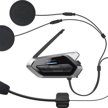 Sena 50R 3-Button Motorcycle Bluetooth Headset w/Sound by Harman Kardon Integrated Mesh Intercom System Premium Microphone & Speakers, Dual Pack