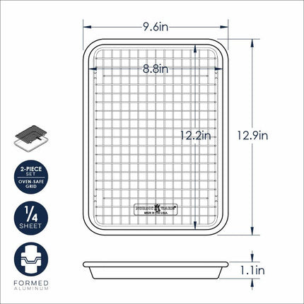 Nordic Ware Naturals® Bandeja de cuarto de hoja con rejilla antiadherente apta para horno