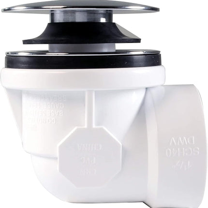 Westbrass 493244H-12-26 12" & 4" Bath Waste & Overflow Assembly with Tip-Toe Drain Plug and Illusionary Faceplate-SCH. 40 PVC Pipe, Polished Chrome