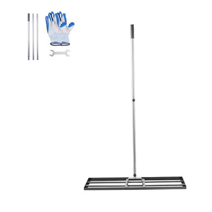 VEVOR Lawn Leveling Rake, Lawn Leveler with 83.9 in Handle, 36x10 in Ground Plate, Rust-Resistant Carbon Steel Soil Leveler, 3 Heights Adjustable, Effort Saving Lawn Leveling Tool for Yard Golf Court