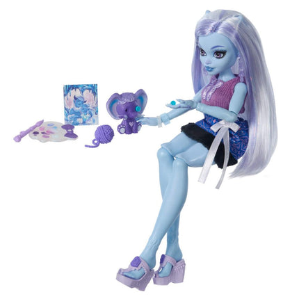 Monster High Self-Scare Secrets Abbey Bominable Doll and Accessories Set with 13 Realistic Surprises Like Henna, Painting and Crochet Crafts
