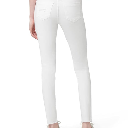 HUE Women's Ripped Knee Denim Leggings, White, XS