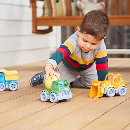 Green Toys Construction Vehicle Includes Scooper, Dumper, Mixer, 1 Character- 3 Pack - 4C