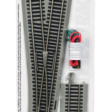 Bachmann Trains - Snap-Fit E-Z Track #5 Turnout - Left (1/Card) - Nickel Silver Rail with Gray Roadbed - HO Scale,Grey