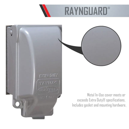 TayMac MX3200 RaynGuard Extra Duty Metal Weatherproof in-Use Cover, 1-Gang, Gray, 3.55 x 3.37 x 6.12 inches