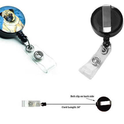 Caroline's Treasures Blue Pug Retractable Badge Reel, Multicolor (LH9387BUBR)