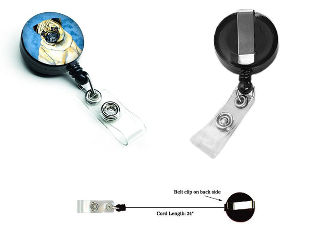 Caroline's Treasures Blue Pug Retractable Badge Reel, Multicolor (LH9387BUBR)