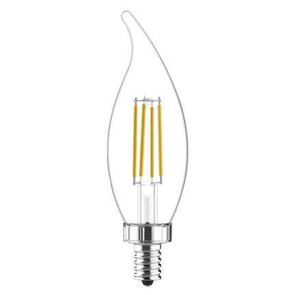 GE Lighting 31440 Foco de luz de acabado transparente Relax HD, LED decorativo regulable 4 (reemplazo de 40 vatios), punta doblada de base mediana de 300 lúmenes, paquete de 2, blanco suave, 2