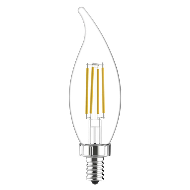 GE Lighting 31440 Clear Finish Light Bulb Relax HD Dimmable LED Decorative 4 (40-Watt Replacement), 300-Lumen Medium Base Bent Tip, 2-Pack, Soft White, 2