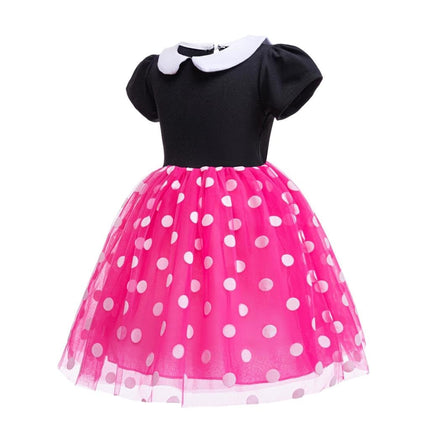 Dressy Daisy Baby Girls Polka Dots Fancy Dress Up Halloween Costume Birthday Party Outfit with Mouse Ears Headband Size 0-1, Hot pink 426